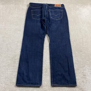 Levis 501 Jeans Mens 36x30 Blue Denim Button Fly Straight Leg Dark Wash Indigo